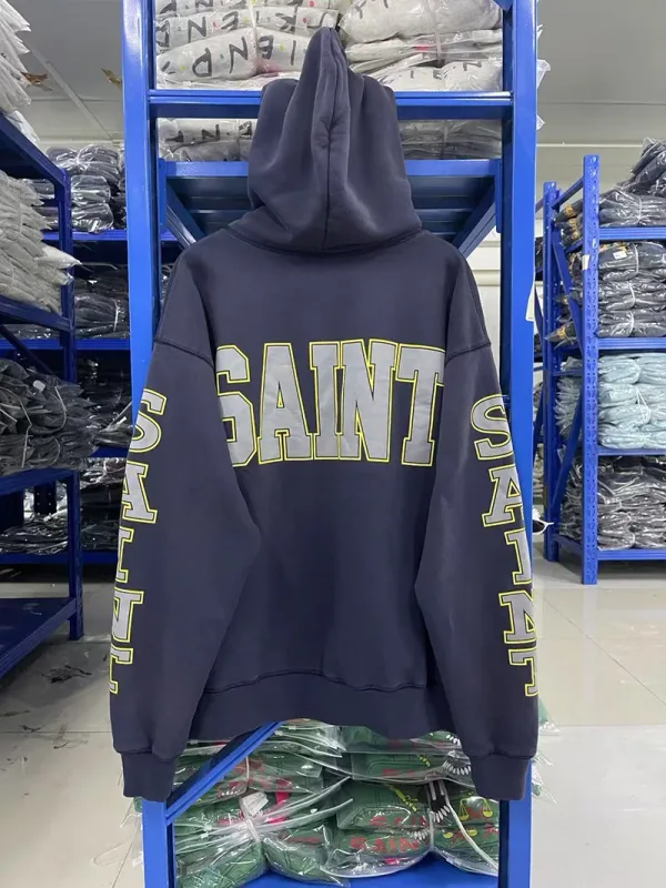 25FW Washed Grey SAINT Hoodies Men Woman Oversize Streetwear Damaged Hooded Pullovers Graphic Print Sweatshirts — image 27