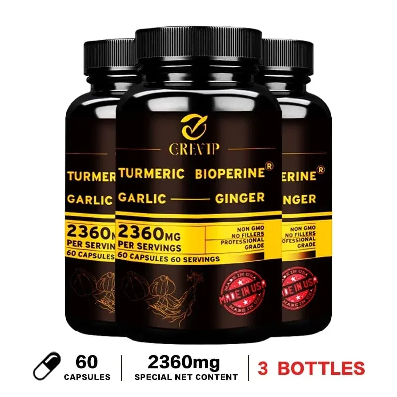 4-in-1 Turmeric Ginger Supplement - with Garlic Curcumin Black Pepper - Joints Immune Support Improves Digestion — image 10