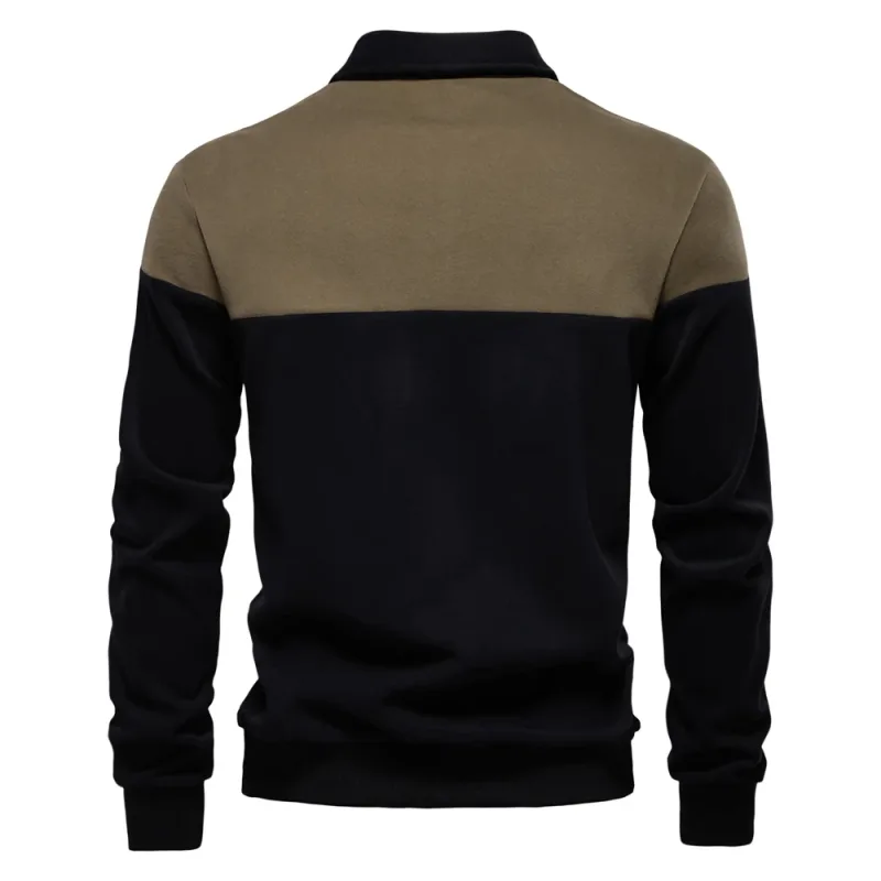Nova primavera masculina com capuz de mistura de algodão em bloco colorido para negócios estilo casual moletom de manga comprida — image 14
