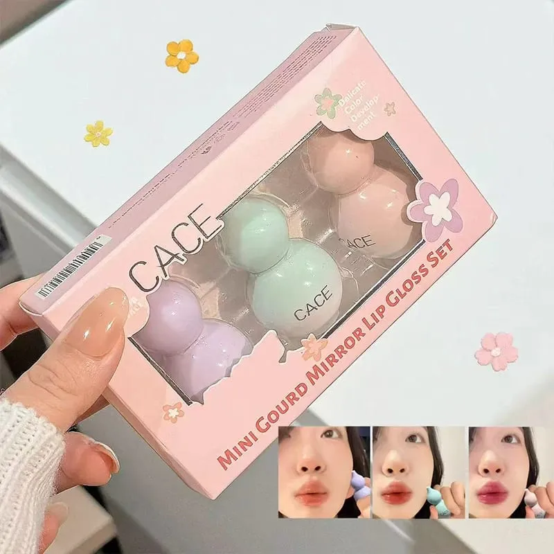 Mini Gourd Watery Mirror Lip Glaze Σετ 3 χρωμάτων Διαρκής Ενυδάτωση Water Glass Lipgloss Tint Hydrating Lip Stain Kit — image 5