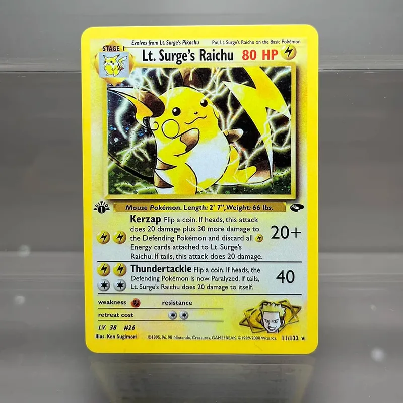 PKM Cards Edition 1st Gym Challenge 1996 Base Set Single Foil Cards Mewtwo Gengar Raichu Card Collection Cards PTCG Proxy Cards — image 3
