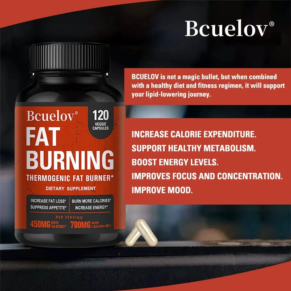 Acetyl-L-Carnitine Green Tea Extract and Caffeine Support Fat Burning Metabolism Improve Mood 30/60/120 Capsules — image 3