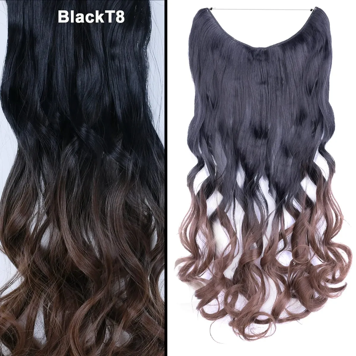 Jeedou Wavy Hair Extension Elasticity Invisible Wire Fish Line One Piece No Clips Synthetic Hairpieces Ombre Color For Ladies — image 46