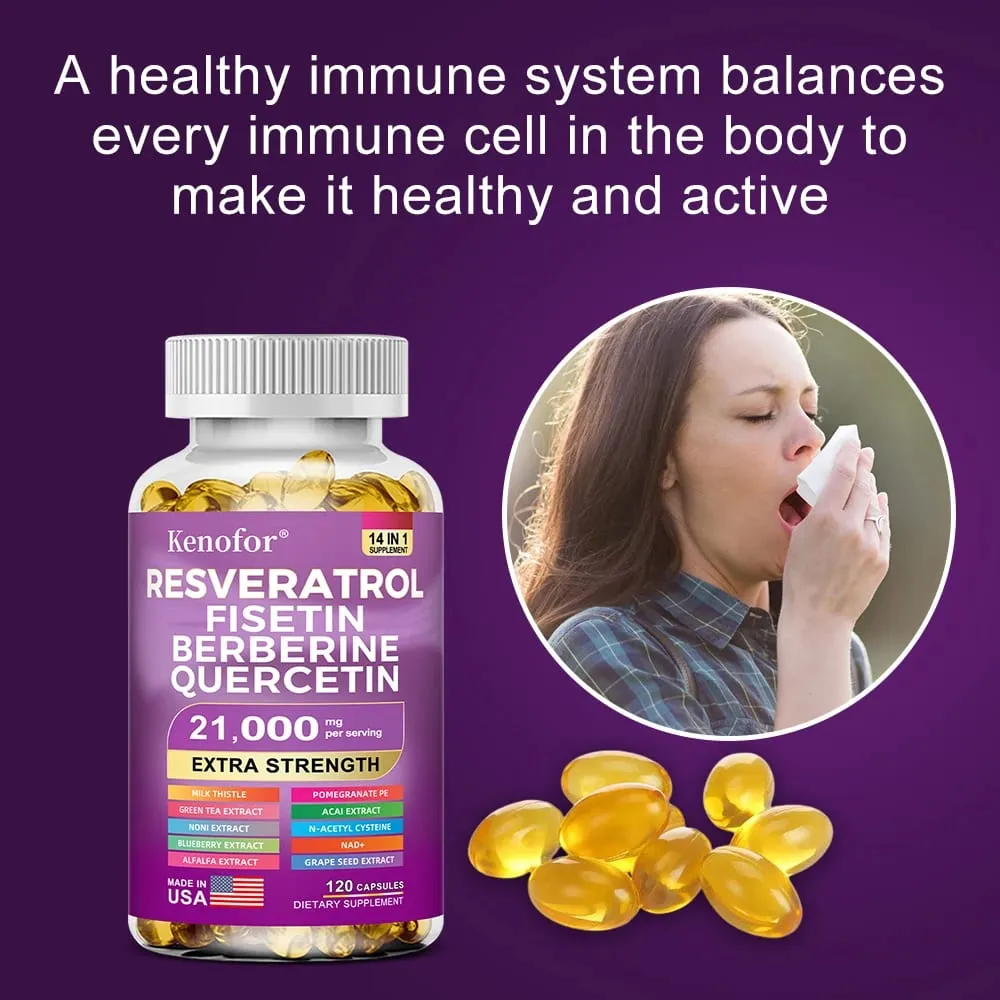 Resveratrol NAD Grape Seed and Berberine Capsules Improve Immunity Antioxidants Cardiovascular Health Promotes Smooth Skin