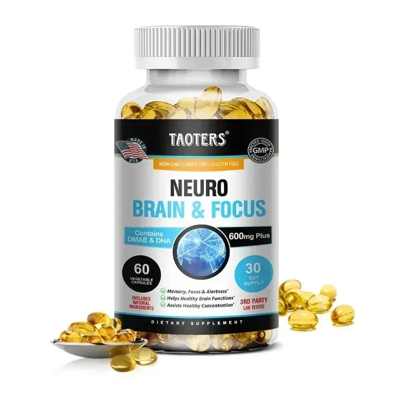 Memory Focus Clarity Energy Brain Supplement - Nootropic Brain Booster DMAE Vitamins A C D E B1 B2 B3 B5 B6 Capsules