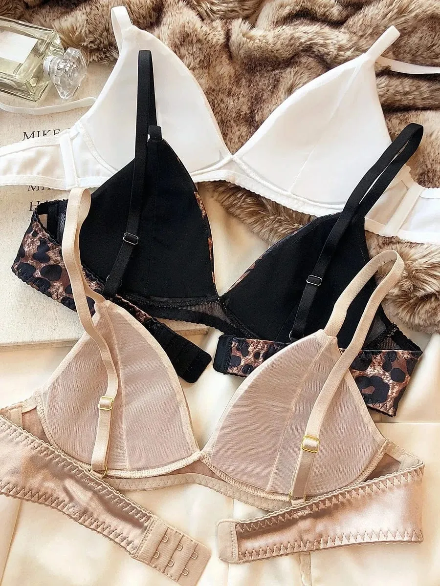 Nyári női fehérnemű szett Szexi Silken Triangle Cup vezeték nélküli melltartók French Bralette Seamless Intim melltartó és tangás fehérnemű szett — image 2