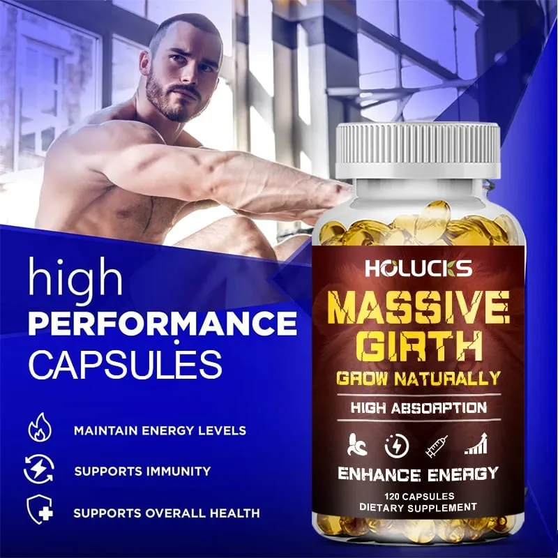 Buy 1 Get 1 Free! Massive Girth Supplement for Enhanced Blood Flow Stamina & Overall Male Performance Overall Wellness Vegan