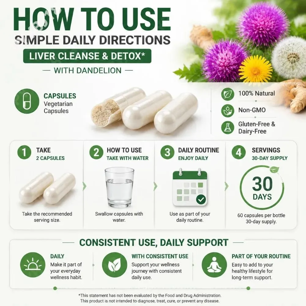 Acentialabs Liver Cleanse & Detox Capsules with Dandelion Milk Thistle Extract for Liver Digestion Health Support 60 Capsules
