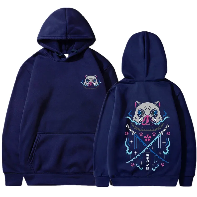 Inosuke anime hoodies das mulheres dos homens kimetsu não yaiba kawaii manga sweatshirts gótico harajuku com capuz pulôver casual streetwear