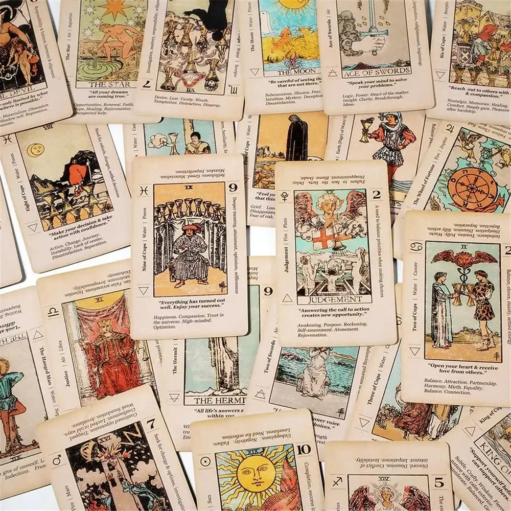 Tarot Card With Meaning On Them Beginner Tarot Keyword Antiqued Tarot Deck Learn Tarot 78 Cards Reversed — image 4