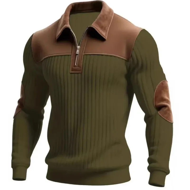 Hoodies moletom masculino 2026 nova malha lapela costura bordado casual esportes outono zíper moletom roupas masculinas — image 6