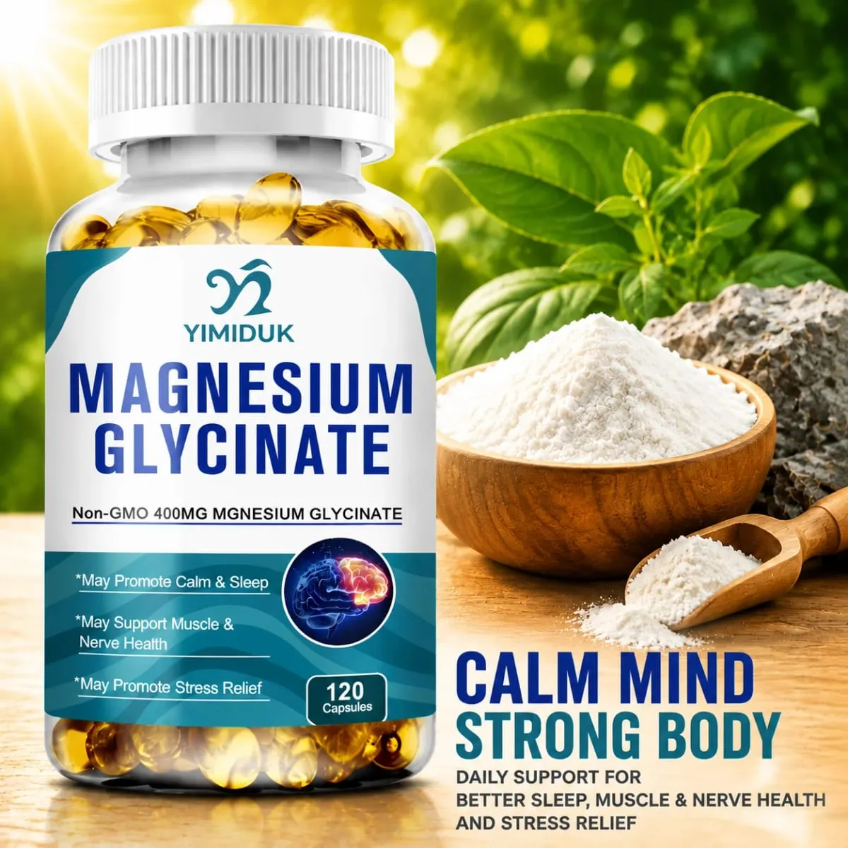 Yimiduk tiszta magnézium-glicinát B6-vitamin-kiegészítő a fáradtsági görcsök leküzdésére és a szív egészségére, csökkenti a szorongást Vegán — image 2