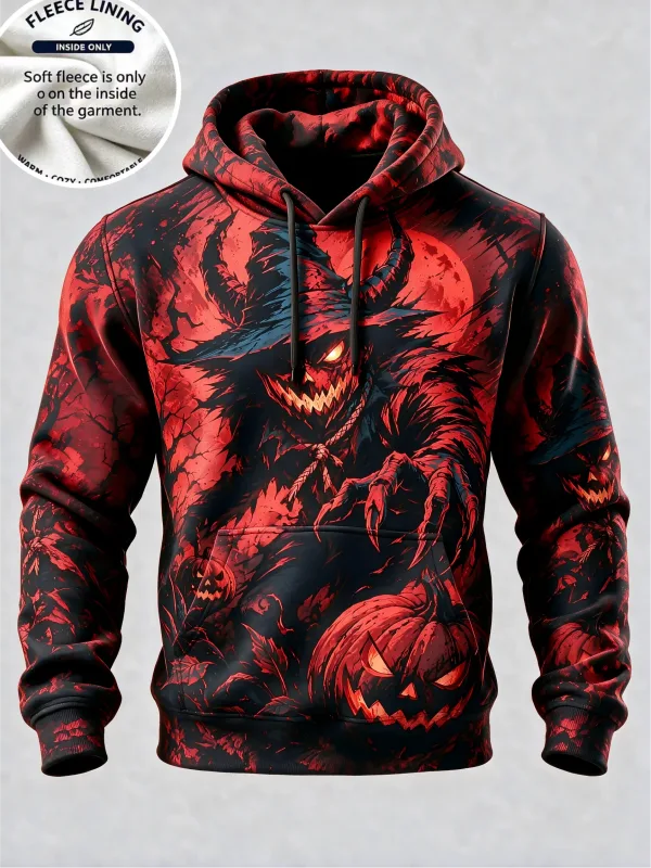 3D Print Halloween Fleece Hoodie Monster Pumpkin Kid Haunted House Full Print Pullover Long Sleeve Kangaroo Pocket Sweatshirt — image 4