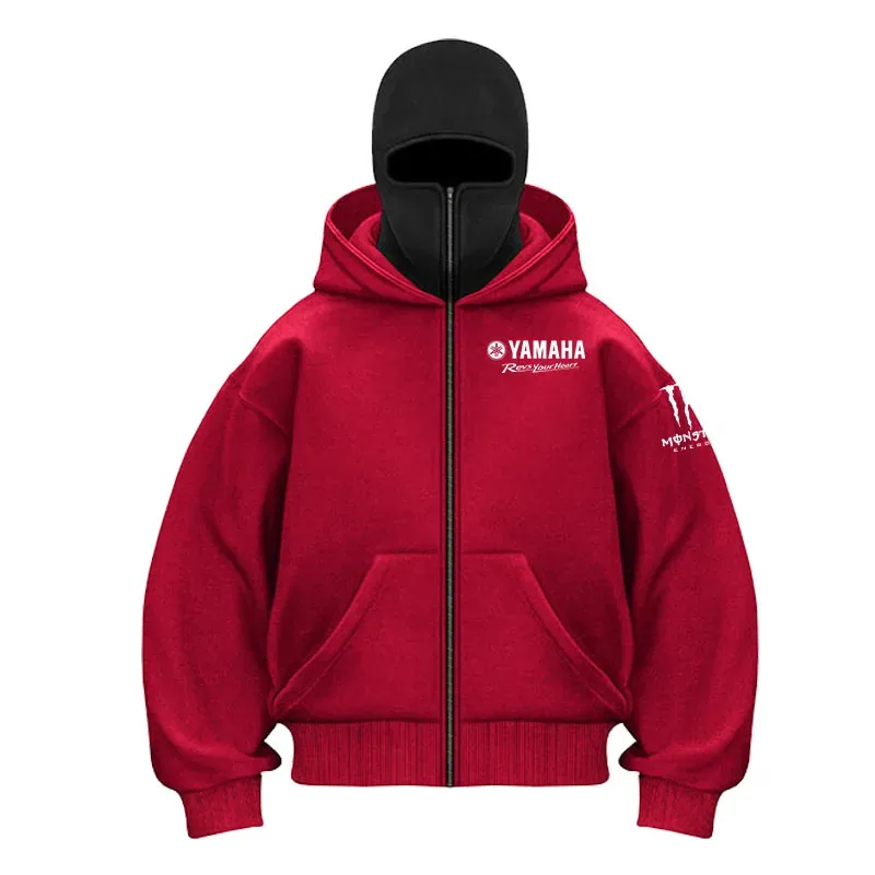 Máscara de ciclismo de algodão com logotipo da Yamaha, moletom com capuz com zíper, masculino e feminino, outono e inverno, novo estilo, moda casual, retrô, ciclismo — image 3