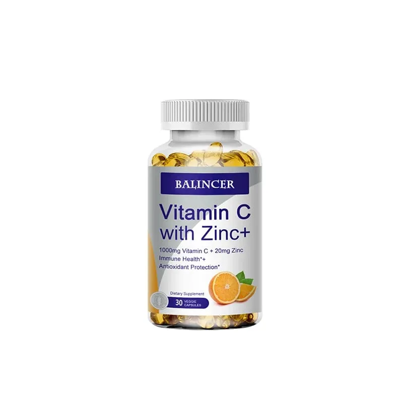 Vitamin C with Zinc Bioavailable Ascorbic Acid Zinc Oxide Non-GMO and Gluten-Free Supplement