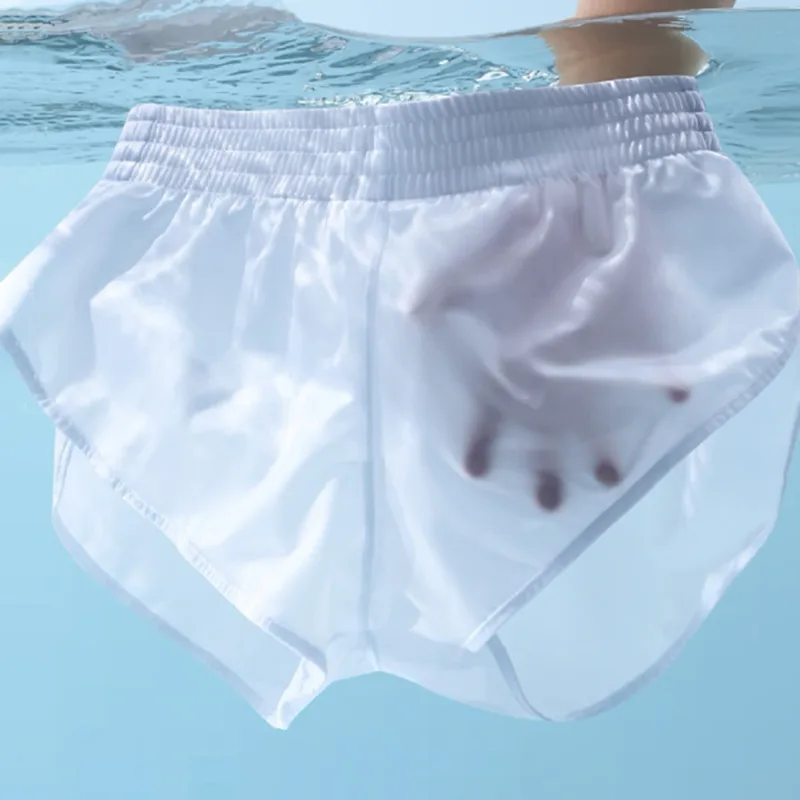 Men Satin Glossy Arrow Pants Split Side Boxer Shorts Sexy Underwear Loungewear Inner Jockstrap Mesh Pouch Sleep Bottoms — image 13