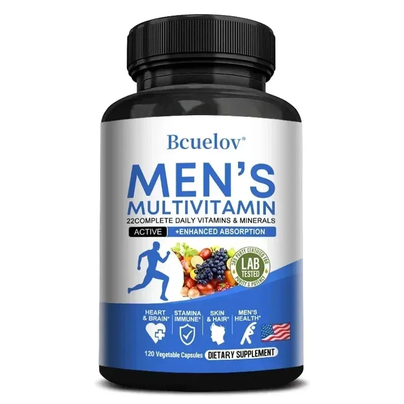Férfi napi multivitamin – 22 vitamint és ásványi anyagot tartalmazó vegán étrend-kiegészítő az energia immunitás emésztéséért, a bőrért és az általános egészségért