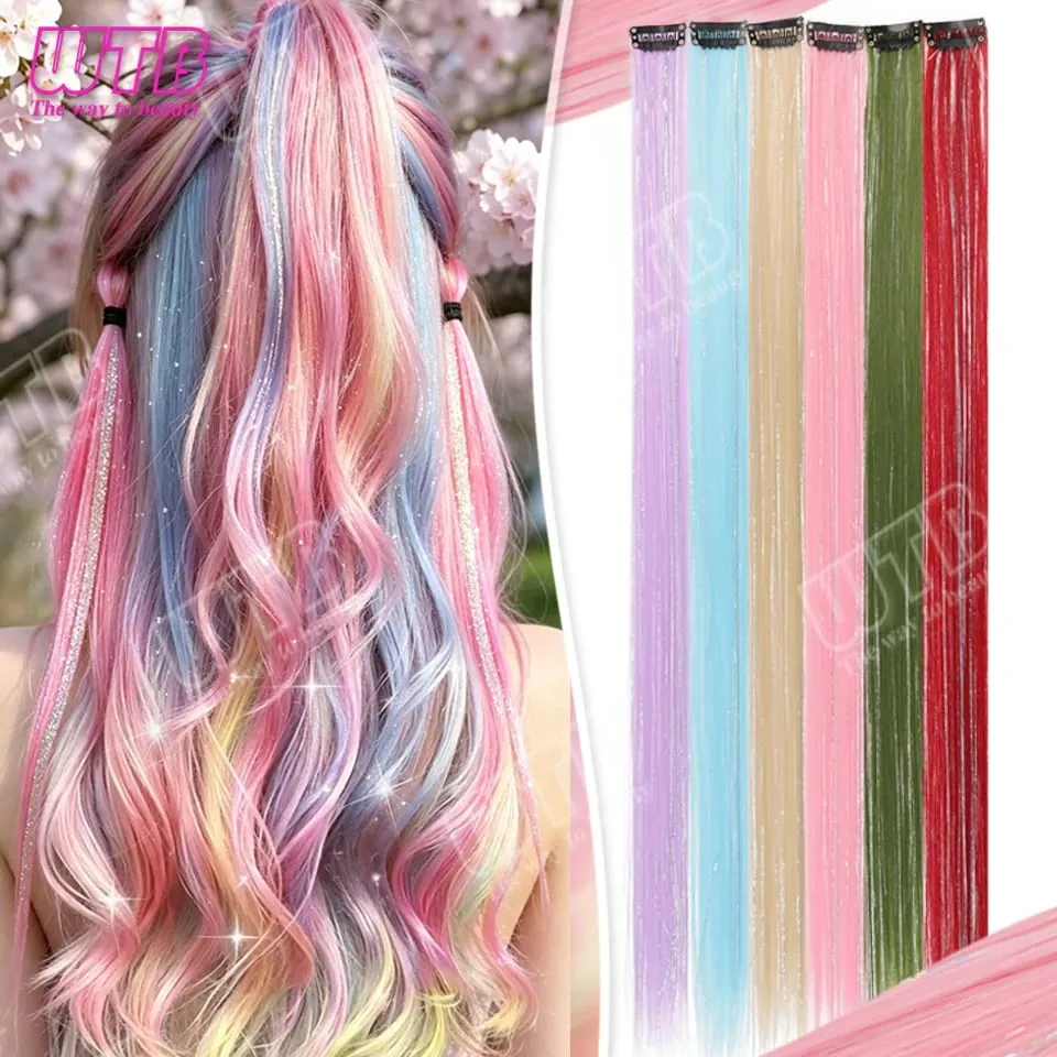 60cm Συνθετική περούκα BB Clip Έγχρωμη Επέκταση Μαλλιών με σύρμα λέιζερ Κατάλληλη για γυναίκες κορίτσια για να φορούν σε γιορτές και πάρτι — image 2