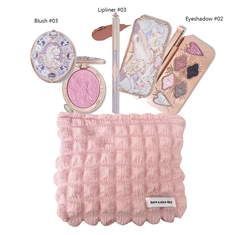 Flower Knows Makeup סט מלא צלליות בתולת ים מוארת ירח סומק מט וליפגלוס Flowerknows Kit תיק איפור לנשים