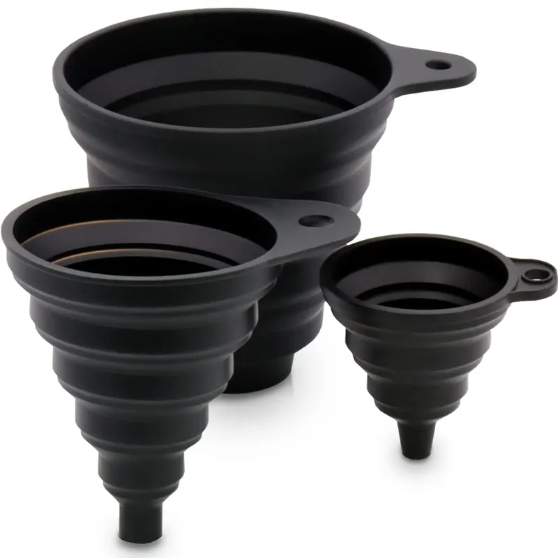 Kitchen Use Funnel for Filling Bottles Small Wide Mouth Silicone Collapsible Funnel Set for Transferring Liquid Powder Transfer