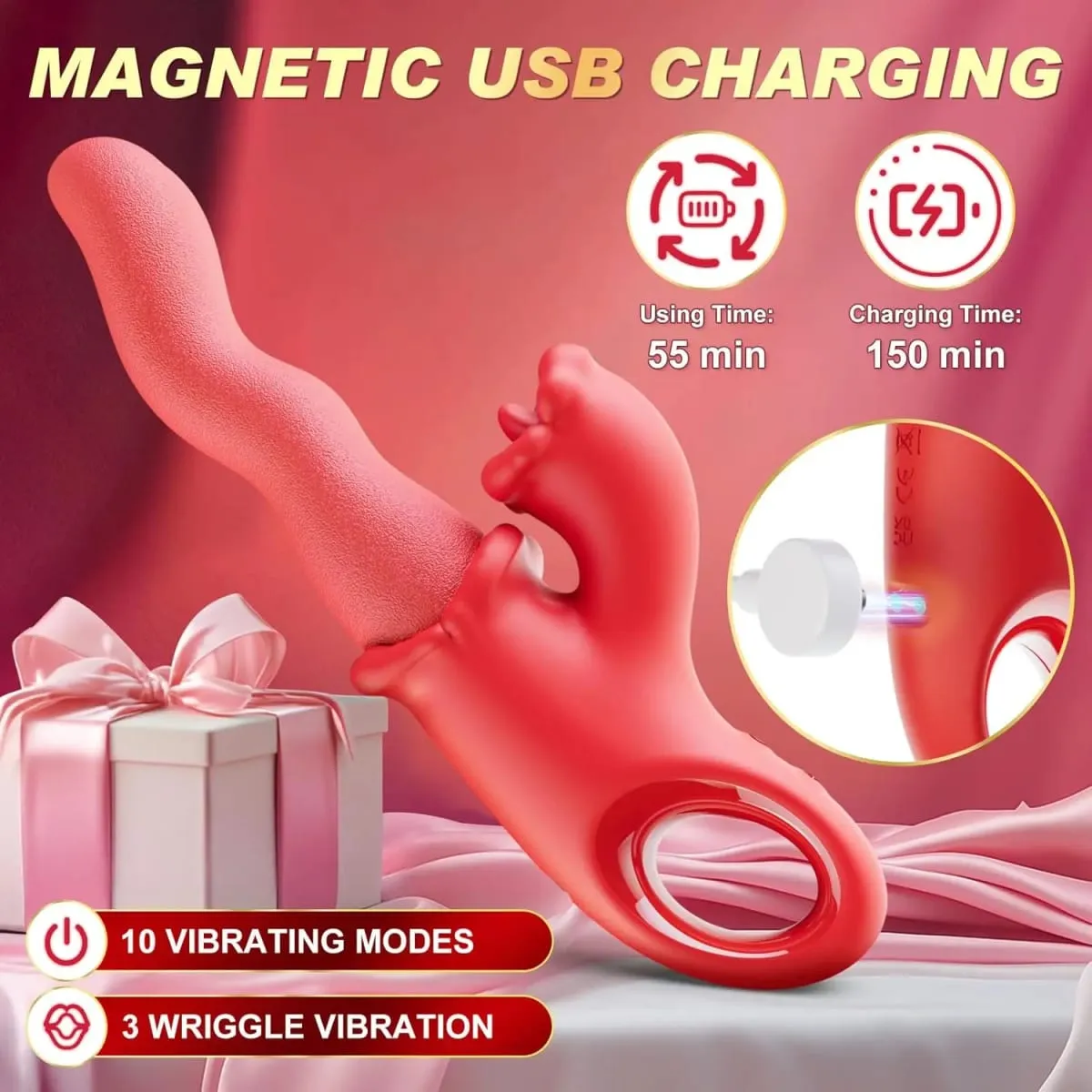 Clitoral Tongue Scroll 3 az 1-ben vibrátor nőknek Clit mellbimbók G-pont stimulátor női vagina masszírozó vibrátor felnőtt szexjátékok — image 4