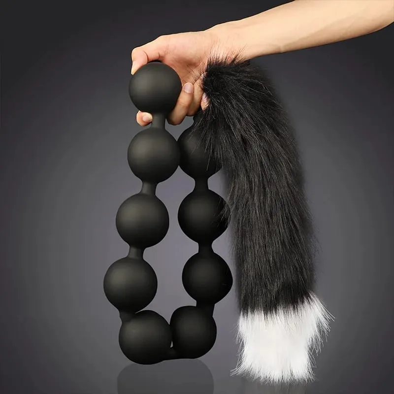 Butt Plug with Tail BDSM felnőtt szexjátékok pároknak, hatalmas anális gyöngyök, folyékony szilikon puha anális dugó Prosztata masszázs anális dildók — image 3
