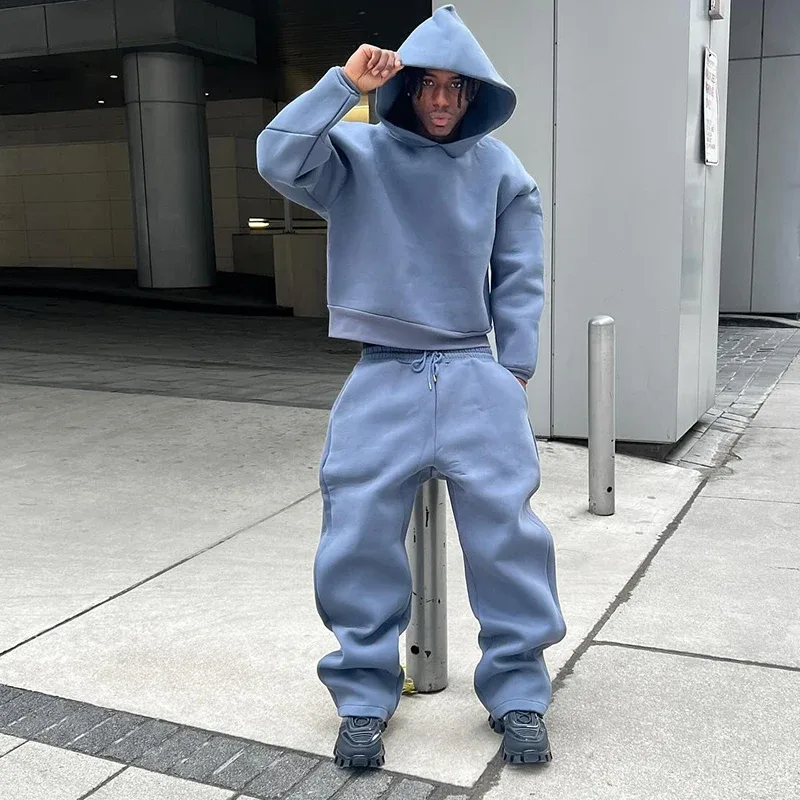 Male Autumn New 2 Piece Set Casual Solid Couple's Hooded Sweatshirt Loose Sweatpants Jogging Sweatshirt Pantalon Outfits Suits — image 2