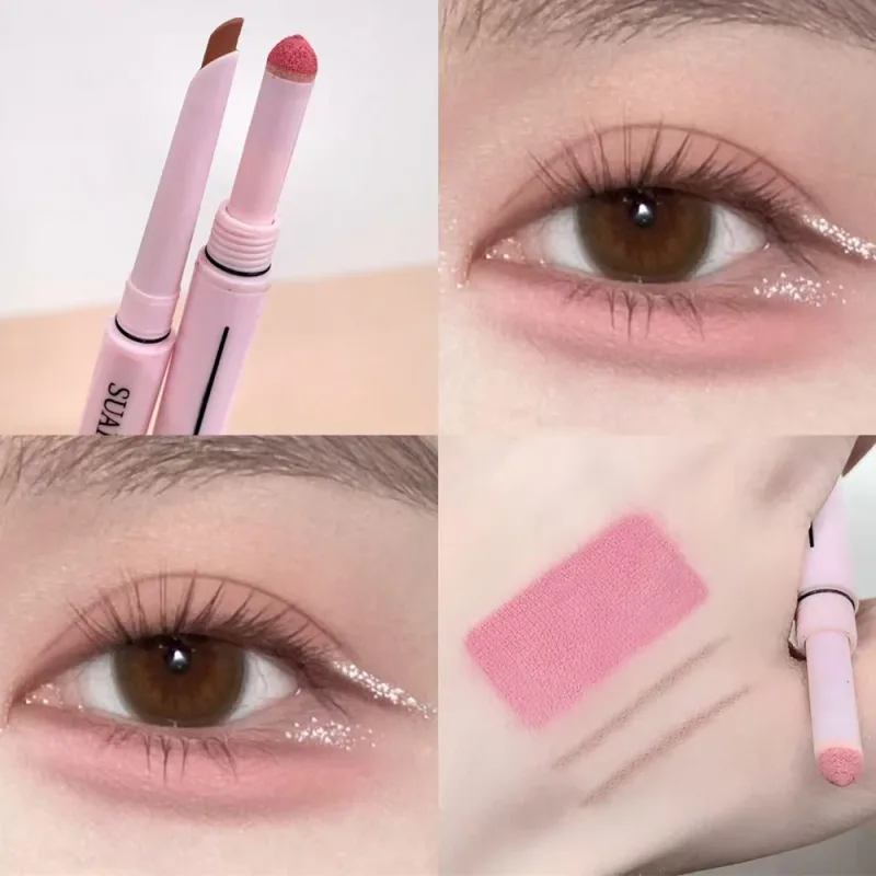 Dual End Glitter Matte Aegyosal Pen Brightening Highlight & Shadow Stick Eye Makeup Lying Silkworm Eyeliner Gel Pencil 애교살 펜