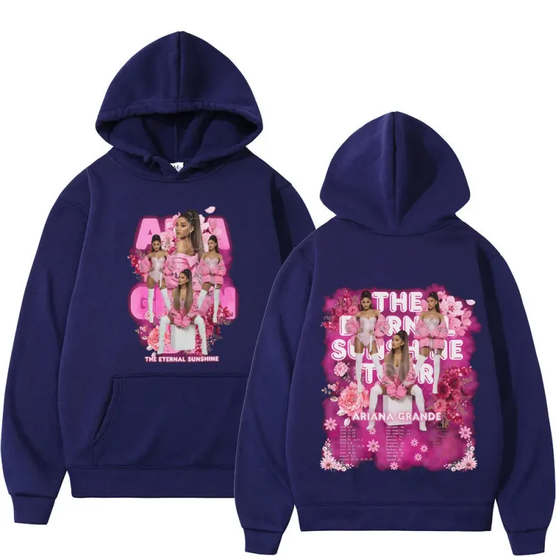 Cantora ariana grande tour 2026 gráfico moletom com capuz masculino feminino moda pulôver mangas compridas solto casual moletom de lã de grandes dimensões