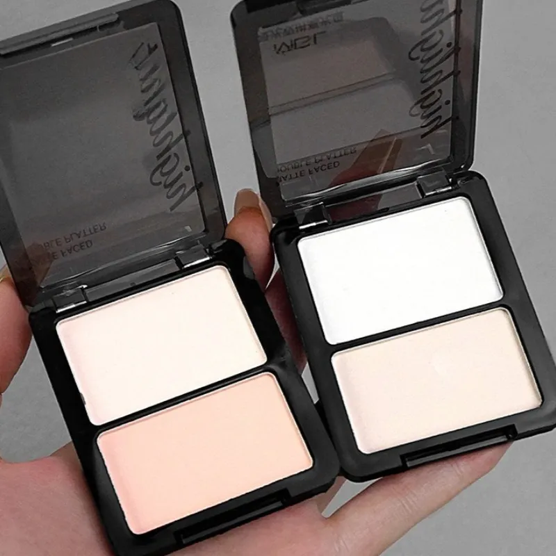 Two Color Highlight & Eye Shadow Powder Delicate Natural Lightweight Matte Finish Eyeshadow Soft Focus Face Brightening Makeup