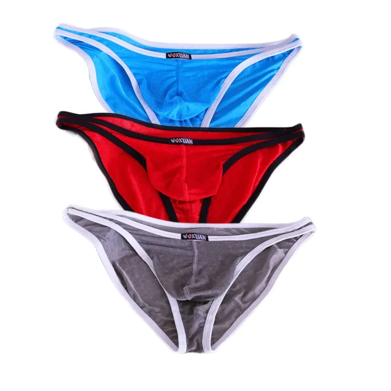 3PCS Lace Convex Briefs Men's Briefs Transparent Sexy Low Waist Mesh Quick-drying Solid Color Breathable Men Underwear — image 8