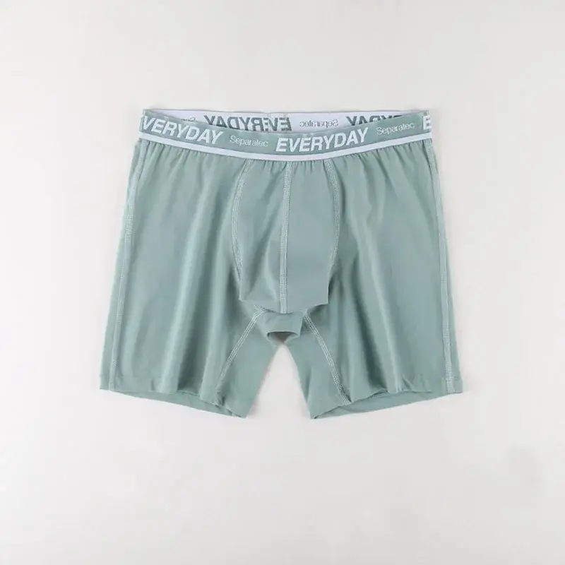 Separec algodão dupla bolsa roupa interior masculina confortável macio respirável todos os dias boxer briefs perna longa boxer roupa interior masculina