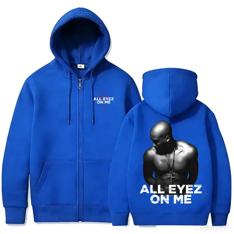 Rapper Tupac 2pac All Eyez on Me Cross Zipper Hoodie Lalaki Babae Hip Hop Fashion Zip Up Hoodies Panlalaki Kaswal Oversized Streetwear — image 3