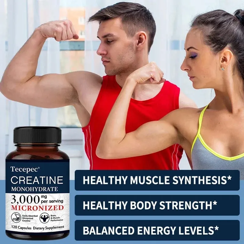Creatine Monohydrate 3000 mg Capsules Supports Pre-Workout and Healthy Muscles Focus & Memory Easy to Absorb Easy to Swallow — image 3