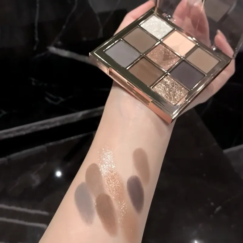 Παλέτα σκιών ματιών 9 χρωμάτων Pearl Matte Shimmer Eye Shadow Shiny Sequins Eye Contouring Pigments Μεταλλικό μακιγιάζ ματιών — image 4