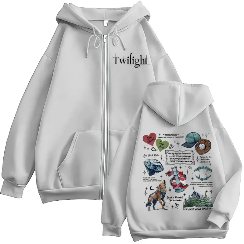 Movie Twilight Vampire Wolf Romance Zipper Hoodies Edward Cullen Men's Women Clothing Fashion Hip Hop Zip Up Hooded Sweatshirts — image 7