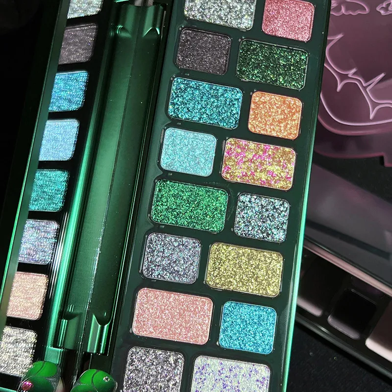 16 Χρώμα Green Pearl Eyeshadow Palette Makeup Waterproof Lasting Diamond Glitter Eyeshadow Sparkling Crystal Eye Makeup Cosmetic — image 5