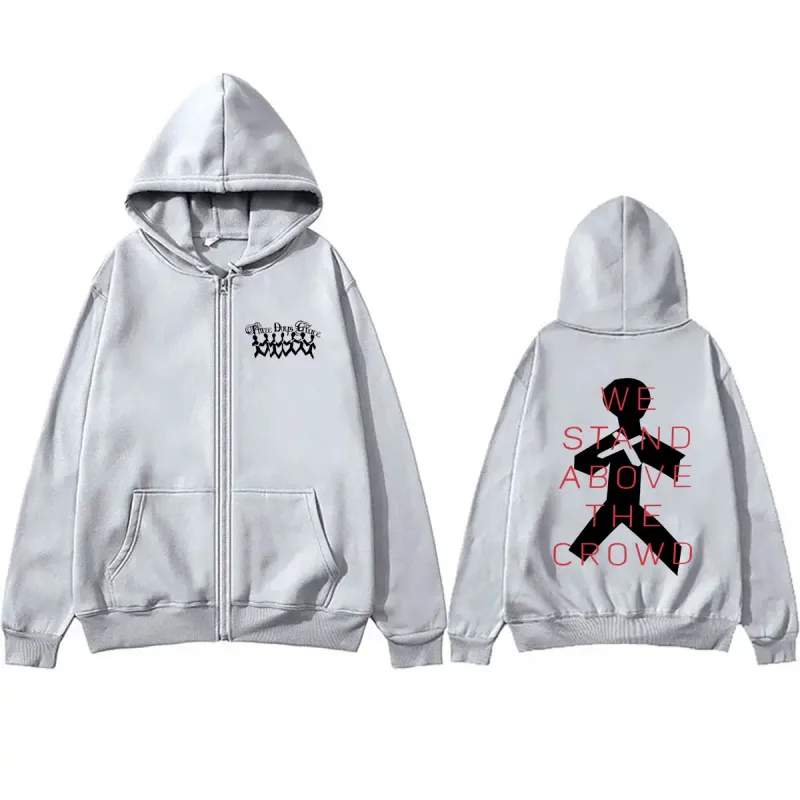 Rock Band Three Days Grace We Stand Above The Crowd Zipper Hoodie Men Women Oversized Zip Up Hoodies Male Fashion Jacket Coat
