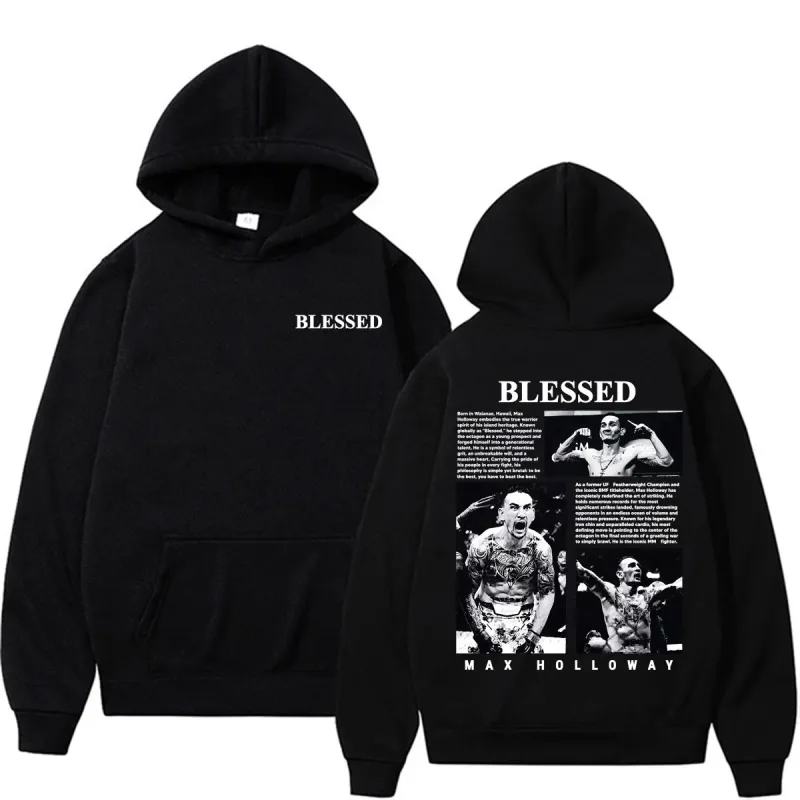 Max Holloway Blessed Vintage Graphic Hoodies Men Women Harajuku Violence Aesthetic Sweatshirts Casual Comfort Long Sleeve Hoodie — image 1