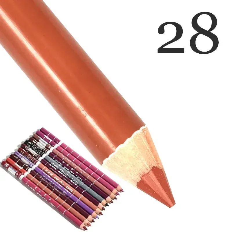 28Color Antifouling Lip Liner Professzionális rúzstoll Precise Waterproof Lip Outline Ceruza ajak smink Tartós szemceruza Krémes — image 34