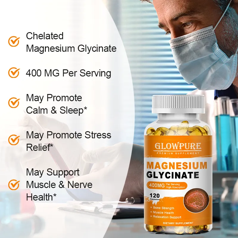 Magnesium Glycinate 400mg for Sleep Brain Nervous System Bone Muscle Relieve Anxiety Heart Health Stress & Anxiety Relief