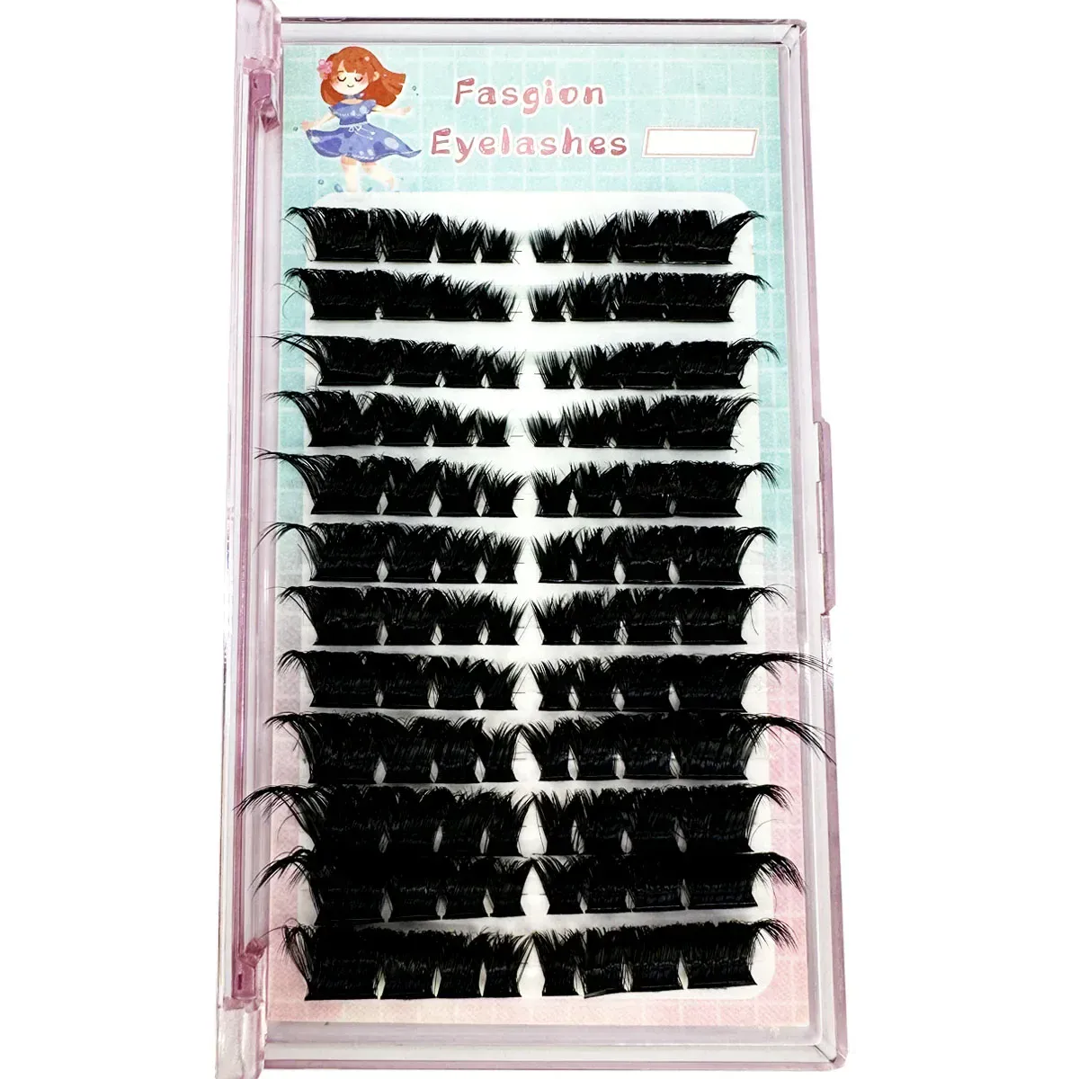 Új Thick Fluffy Single Mix 3D Segmented Natural Minkr Eyelash Extension Fox Eye Effect LashesClusteIndividual műszempillák