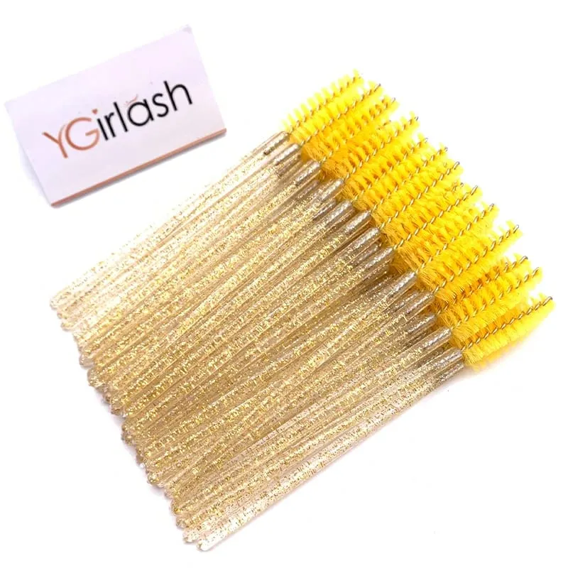 YGirlash 50 יחידות Lash Swans מוליך ריסים קריסטל ידית יהלום חד פעמית שרביטי מסקרה ניילון מברשת כלים קוסמטיים — image 22