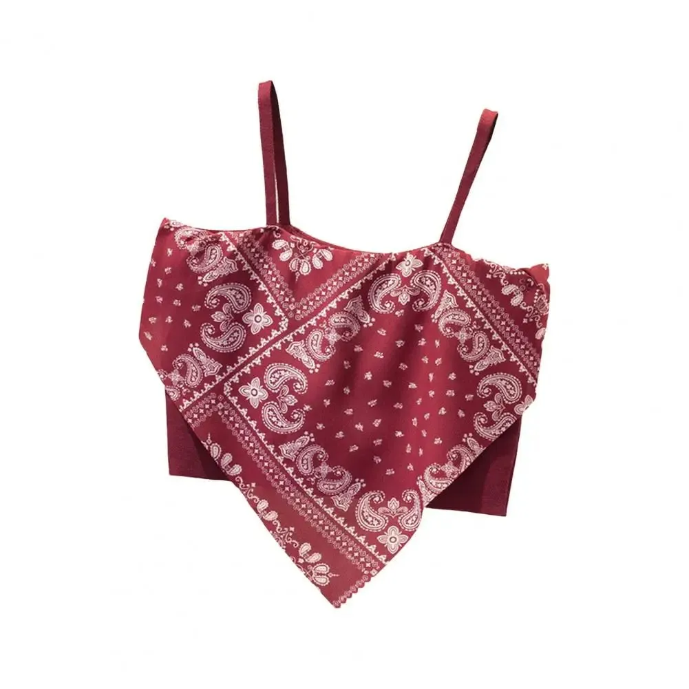 Nyári Sling Vest Négyzet nyakörv Ujjatlan Retro Nyomtatás Camisole Slim Fit Női Cami — image 6