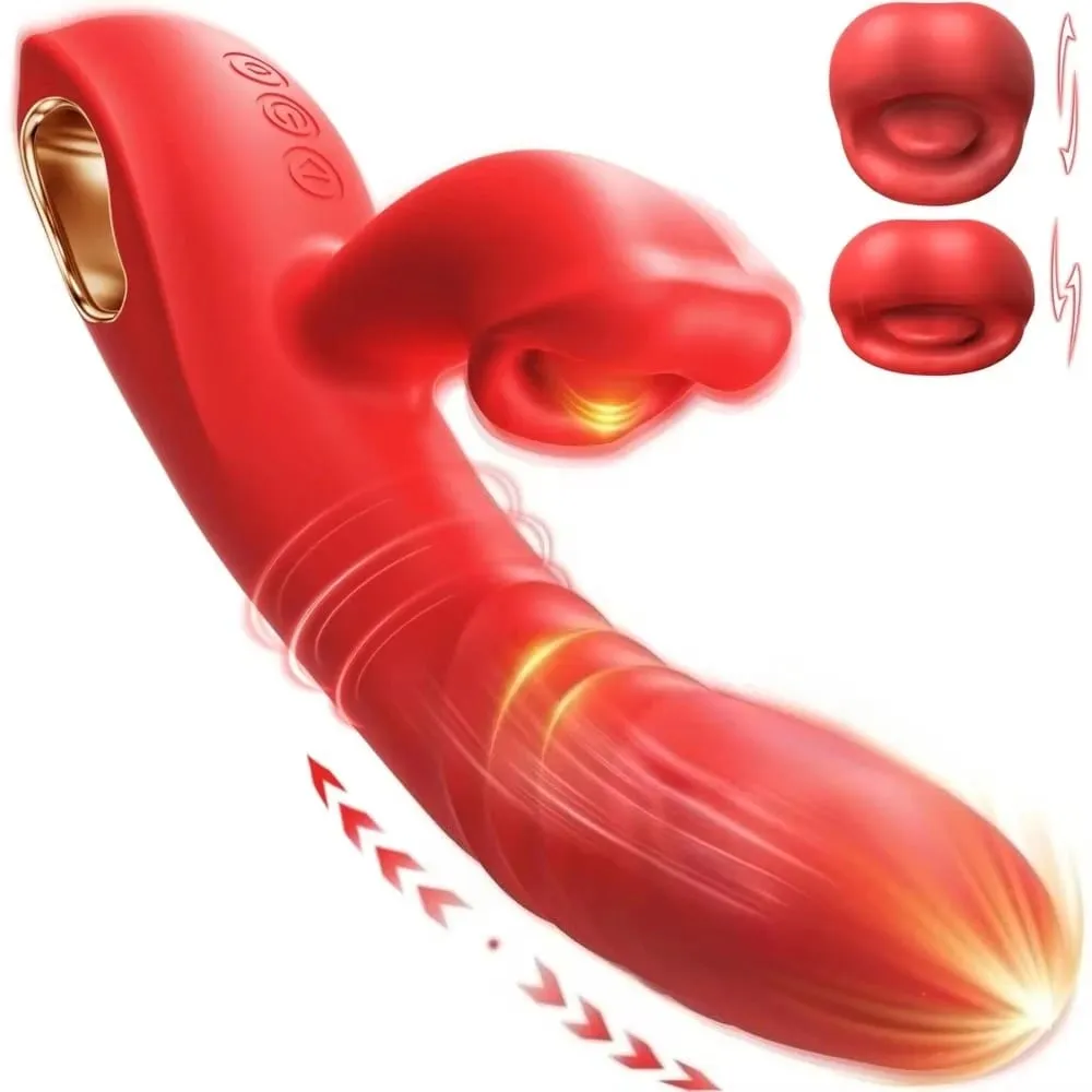 2 az 1-ben tolóerős vibrátor G Spot hüvelynyaló műpénisz női nyúlnyelv szexjáték csiklóstimulátor anális dugó felnőtteknek — image 1