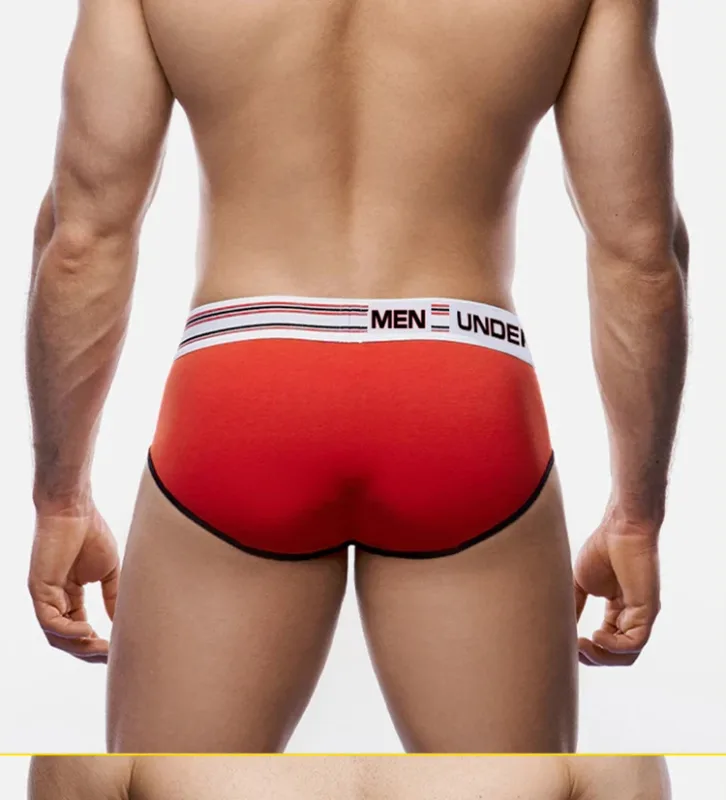 Men's Cotton Color Block Briefs, Pump! Logo Wide Waistband Low Rise Sexy 3D Convex Pouch Underwear — image 20