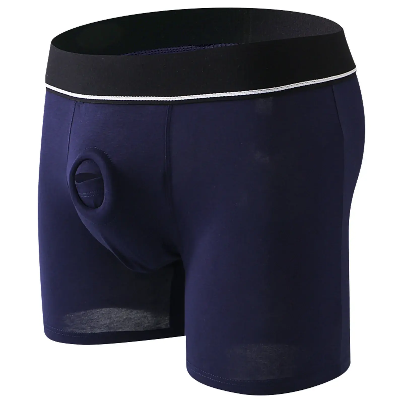 Anel peniano masculino sexy jock buraco boxers cockring homem shorts roupa interior calcinha de algodão bolsa aberta cuecas longas boxershorts — image 3