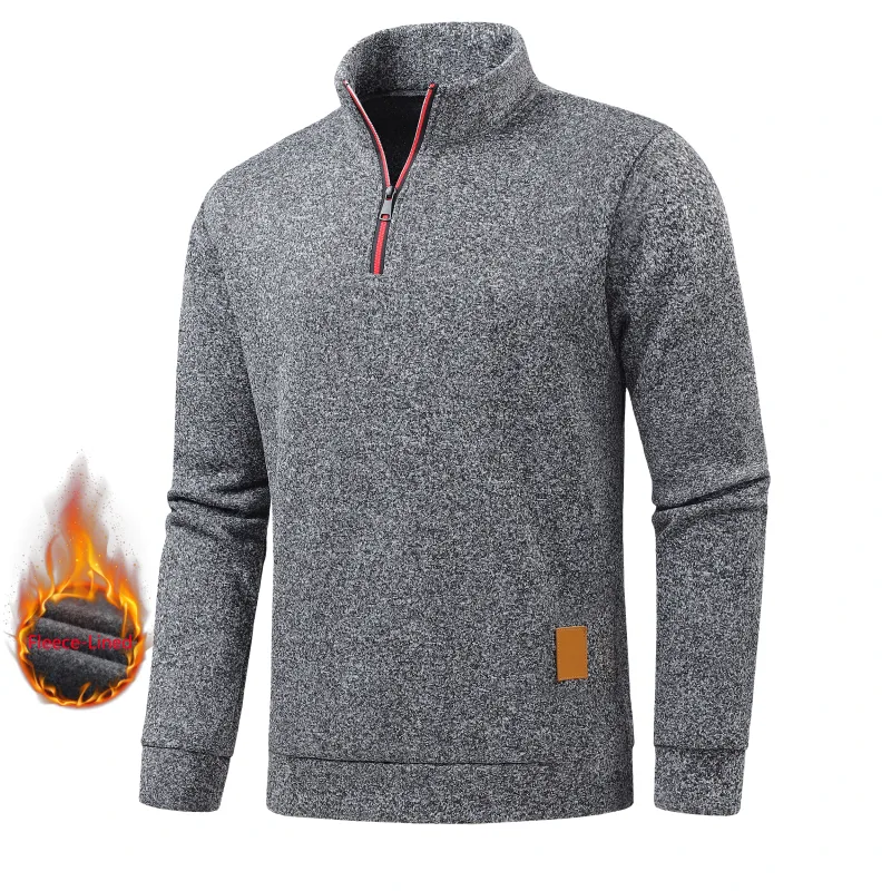 Mga Half-Zip na Sweatshirt ng Autumn na Men's Long-Sleeved Solid Color Pullovers Turtlenecks Streetwear Winter Warm Jackets Sports Coat