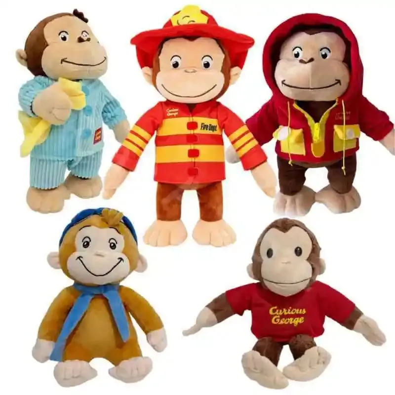 Νέο Anime Fire Dept Fireighter Curious George Plush Cute Baby Curious George Monkey Λούτρινα μαλακά ζώα Παιχνίδι κούκλας μαξιλαριού βελούδου — image 2