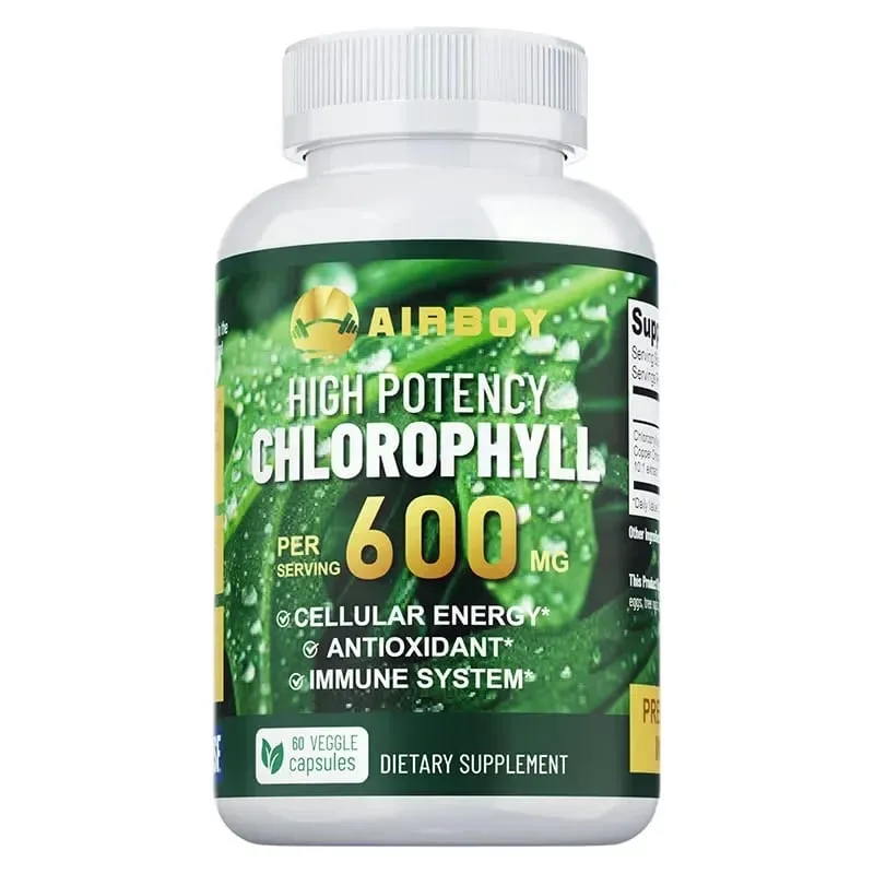 Chlorophyll Supplement 600mg - Supports The Immune System Reduces Body Odor and Bad Breath Boosts Energy Antioxidant — image 8